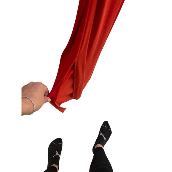 Athleta Sleeveless Button-Front Ribbed Maxi Dress – XS – Vibrant Red Orange - Picture 3 of 9